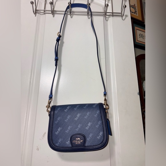 💙 Coach Saddle Bag 20 Signature Canvas & Leather Horse & Carriage C4059 - Picture 8 of 14